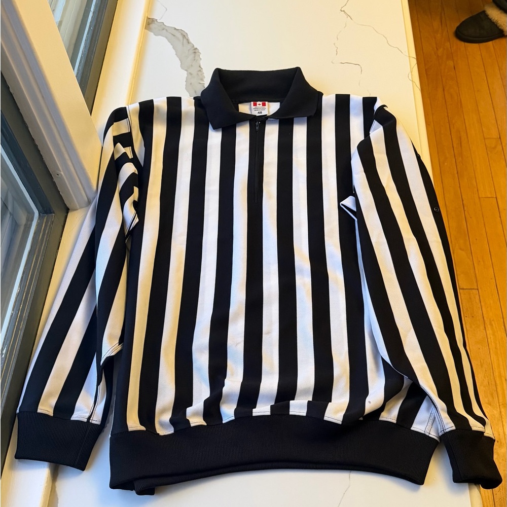 Black and White Striped Referee Coaching Jersey